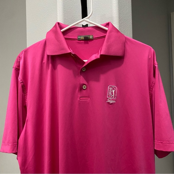 TPC Sawgrass Peter Millar Polo Pink Short Sleeve Embroidered Collar Shirt - Picture 2 of 8